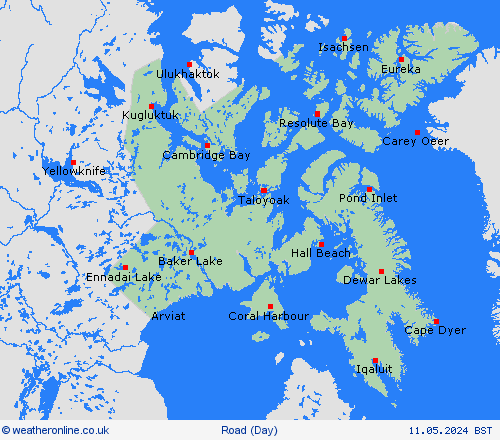 road conditions Nunavut North America Forecast maps