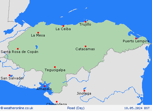 road conditions Honduras Central America Forecast maps