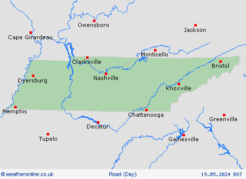 road conditions Tennessee North America Forecast maps