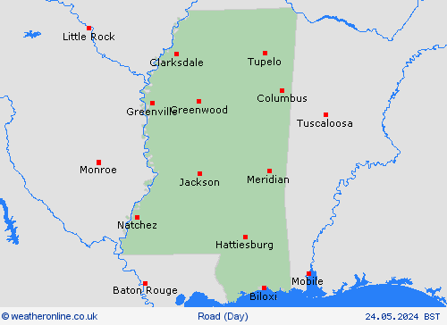 road conditions Mississippi North America Forecast maps