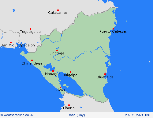 road conditions Nicaragua Central America Forecast maps