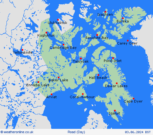 road conditions Nunavut North America Forecast maps