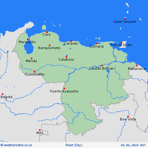 road conditions Venezuela South America Forecast maps