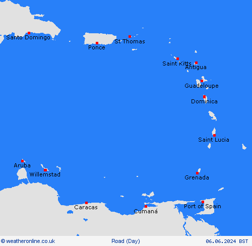 road conditions Lesser Antilles Central America Forecast maps