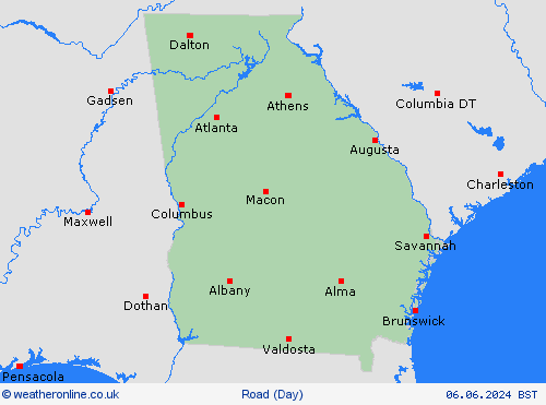 road conditions Georgia North America Forecast maps