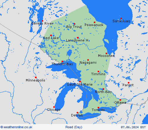 road conditions Ontario North America Forecast maps