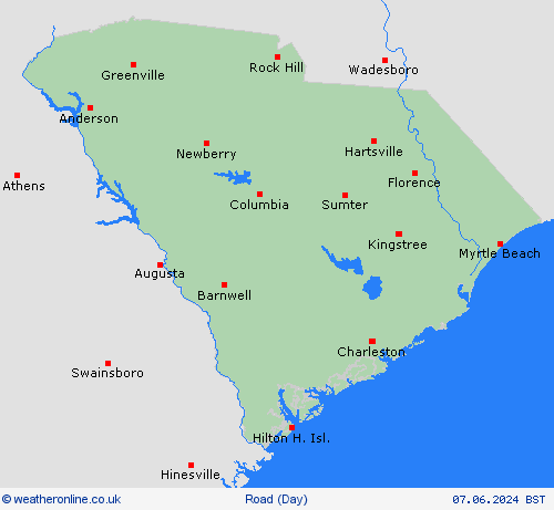 road conditions South Carolina North America Forecast maps