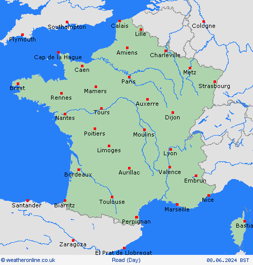 road conditions France Europe Forecast maps