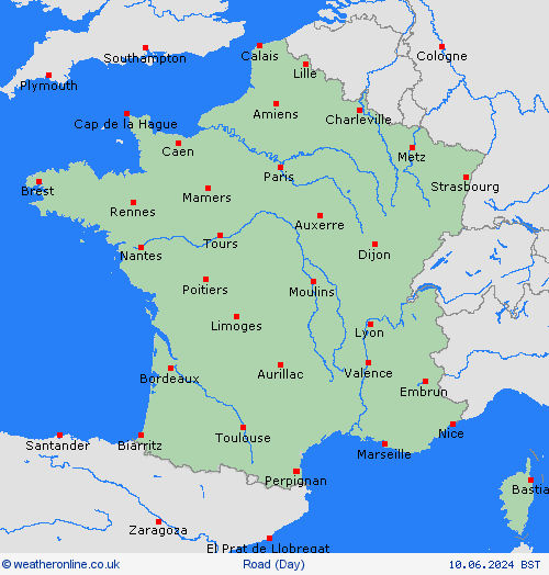 road conditions France Europe Forecast maps