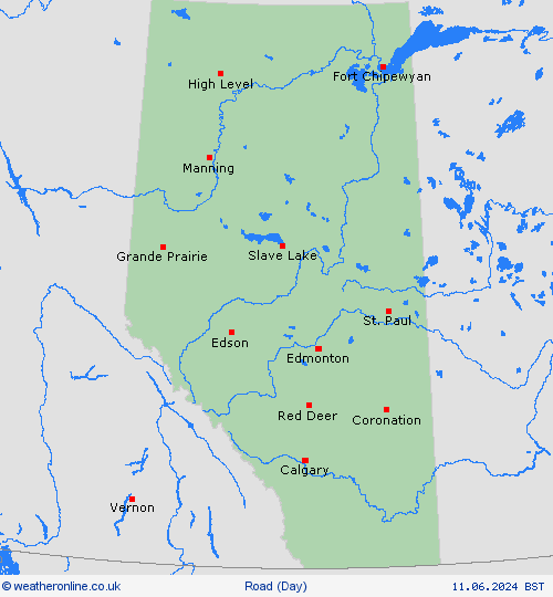 road conditions Alberta North America Forecast maps