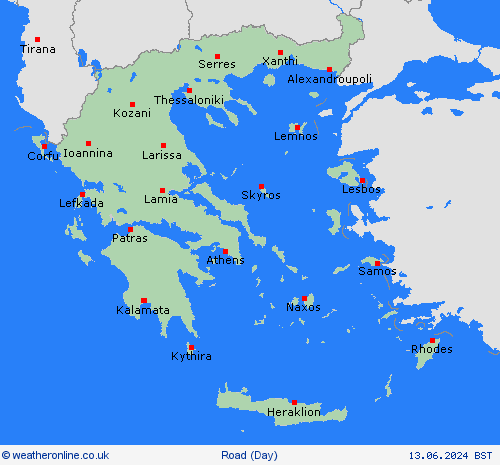 road conditions Greece Europe Forecast maps