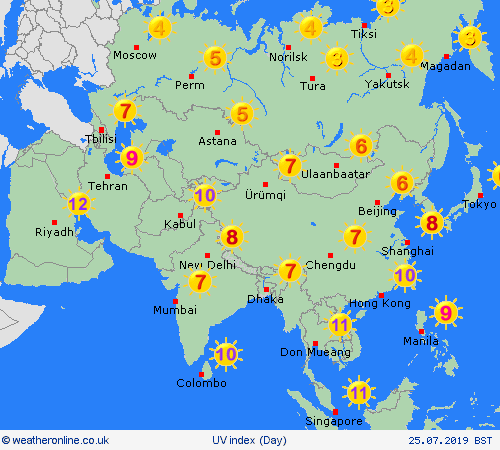 uv index  Asia Forecast maps