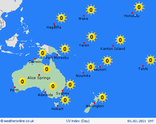 uv index  Oceania Forecast maps