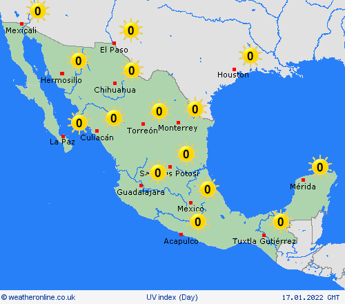 uv index Mexico Central America Forecast maps
