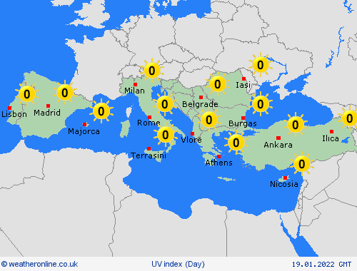 uv index  Europe Forecast maps