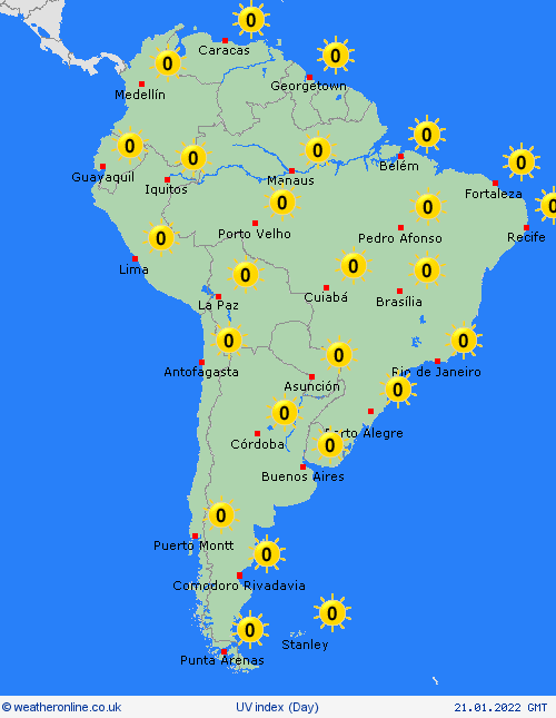 uv index  South America Forecast maps