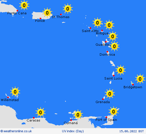 uv index Barbados South America Forecast maps