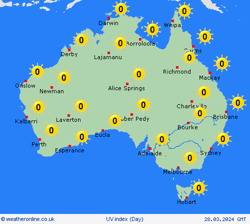 uv index Australia Oceania Forecast maps