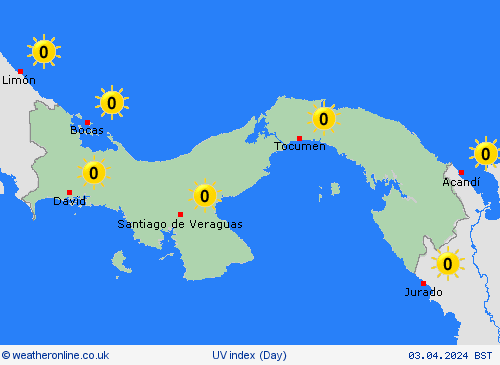 uv index Panama Central America Forecast maps