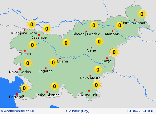 uv index Slovenia Europe Forecast maps