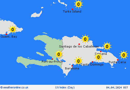 uv index Haiti Central America Forecast maps