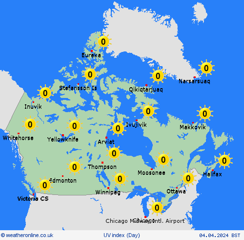 uv index  North America Forecast maps