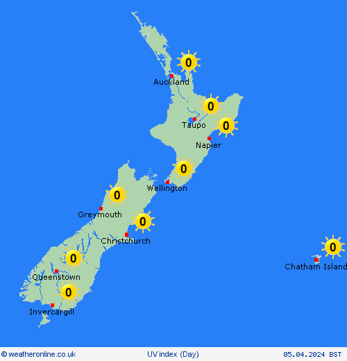 uv index New Zealand Oceania Forecast maps