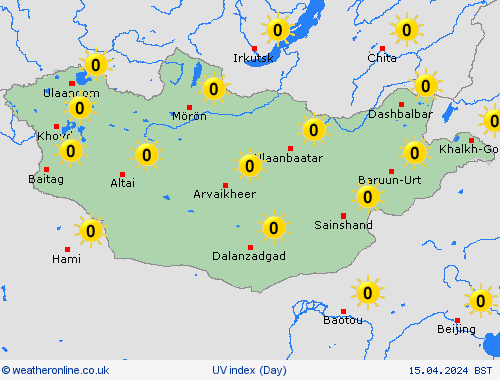 uv index Mongolia Asia Forecast maps