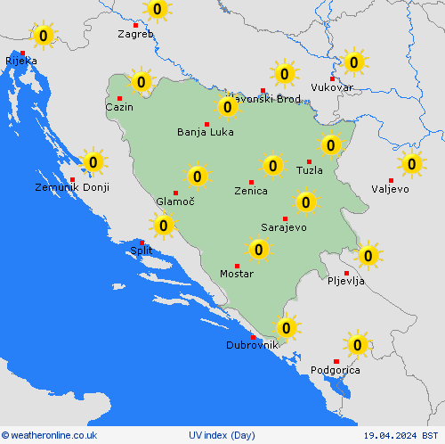 uv index Bosnia and Herzegovina Europe Forecast maps