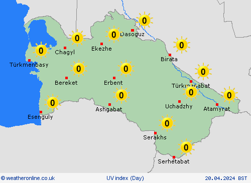 uv index Turkmenistan Asia Forecast maps