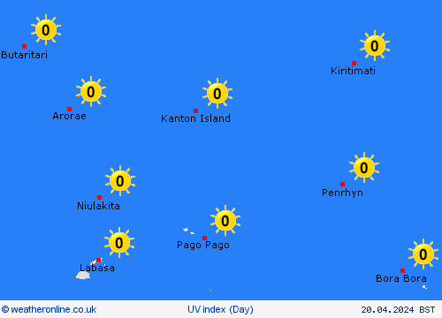 uv index Kiribati Oceania Forecast maps