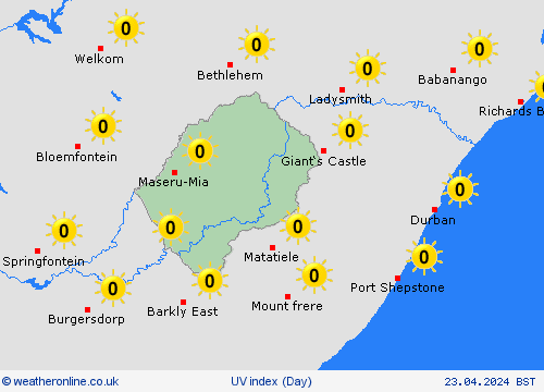 uv index Lesotho Africa Forecast maps