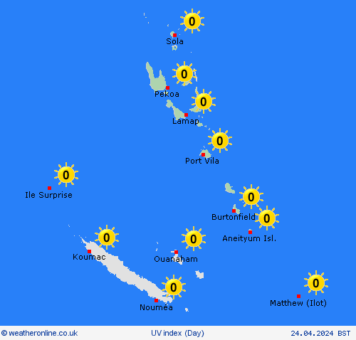 uv index Vanuatu Oceania Forecast maps