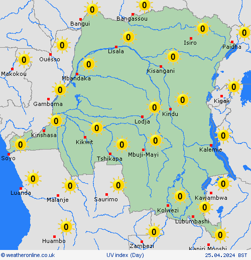 uv index Dem. Rep. Congo Africa Forecast maps