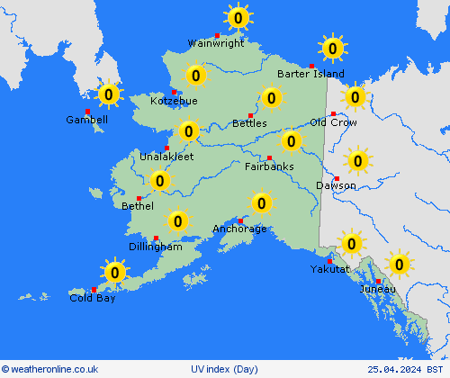 uv index Alaska North America Forecast maps