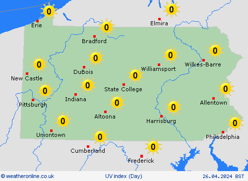 uv index Pennsylvania North America Forecast maps