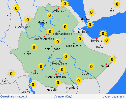 uv index Ethiopia Europe Forecast maps