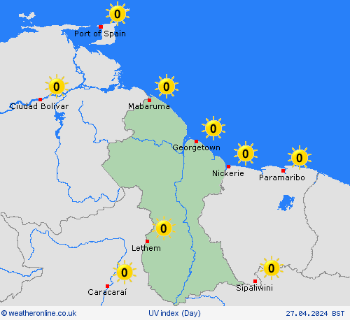 uv index Guyana Europe Forecast maps