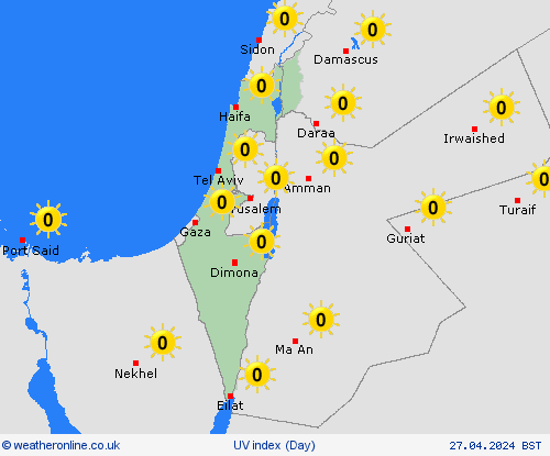 uv index Israel Europe Forecast maps