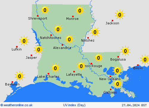 uv index Louisiana Europe Forecast maps