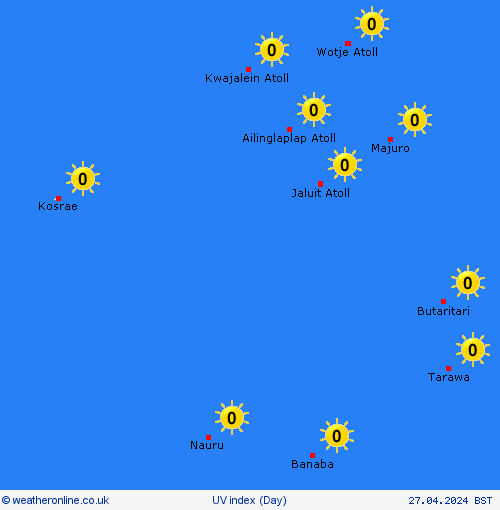 uv index Marshall Islands Europe Forecast maps