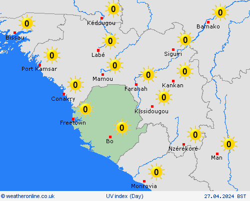 uv index Sierra Leone Europe Forecast maps