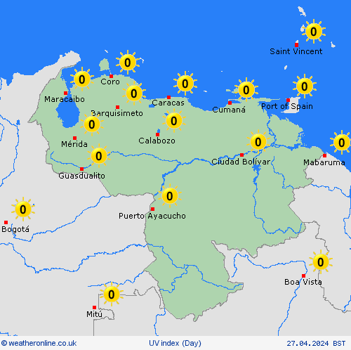 uv index Venezuela Europe Forecast maps