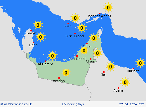 uv index United Arab Emirates Europe Forecast maps