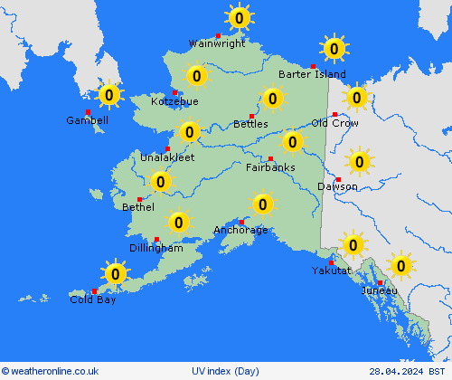 uv index Alaska Europe Forecast maps