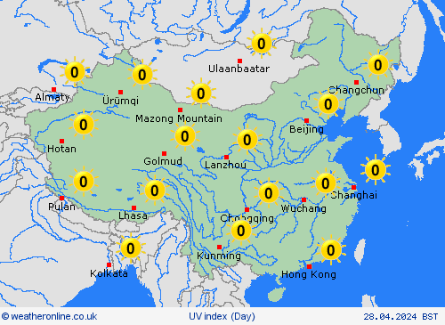 uv index China Europe Forecast maps