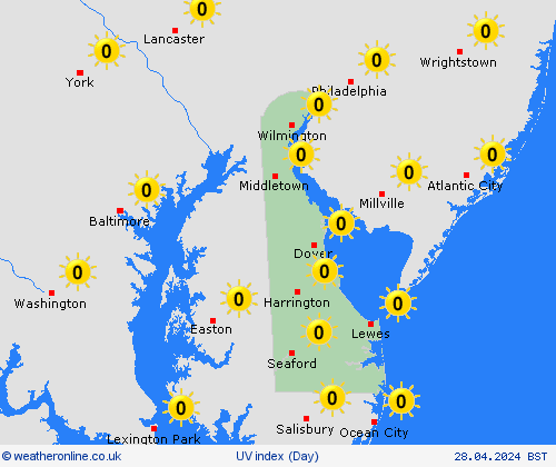 uv index Delaware Europe Forecast maps