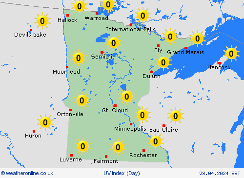 uv index Minnesota Europe Forecast maps