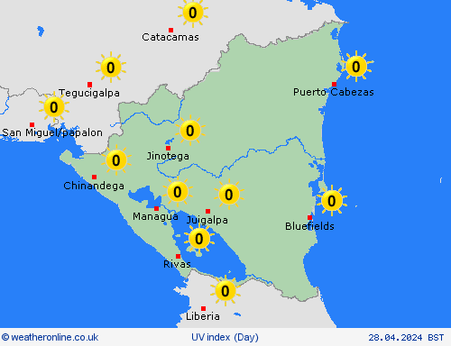 uv index Nicaragua Europe Forecast maps