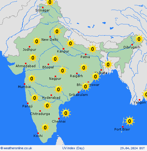 uv index India Europe Forecast maps